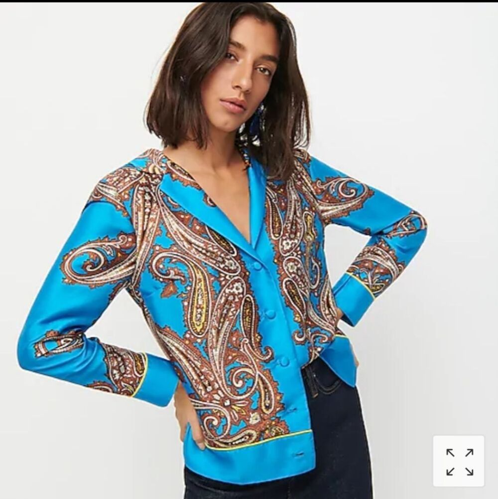 NWT J. CREW Paisley Print Button Front Blouse